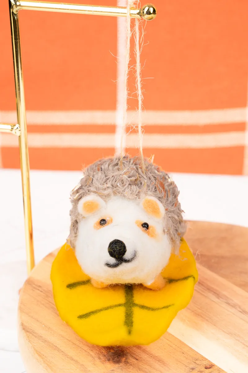 2.75 x 6 Cozy Woodland Dark Yellow Felt Hedgehog