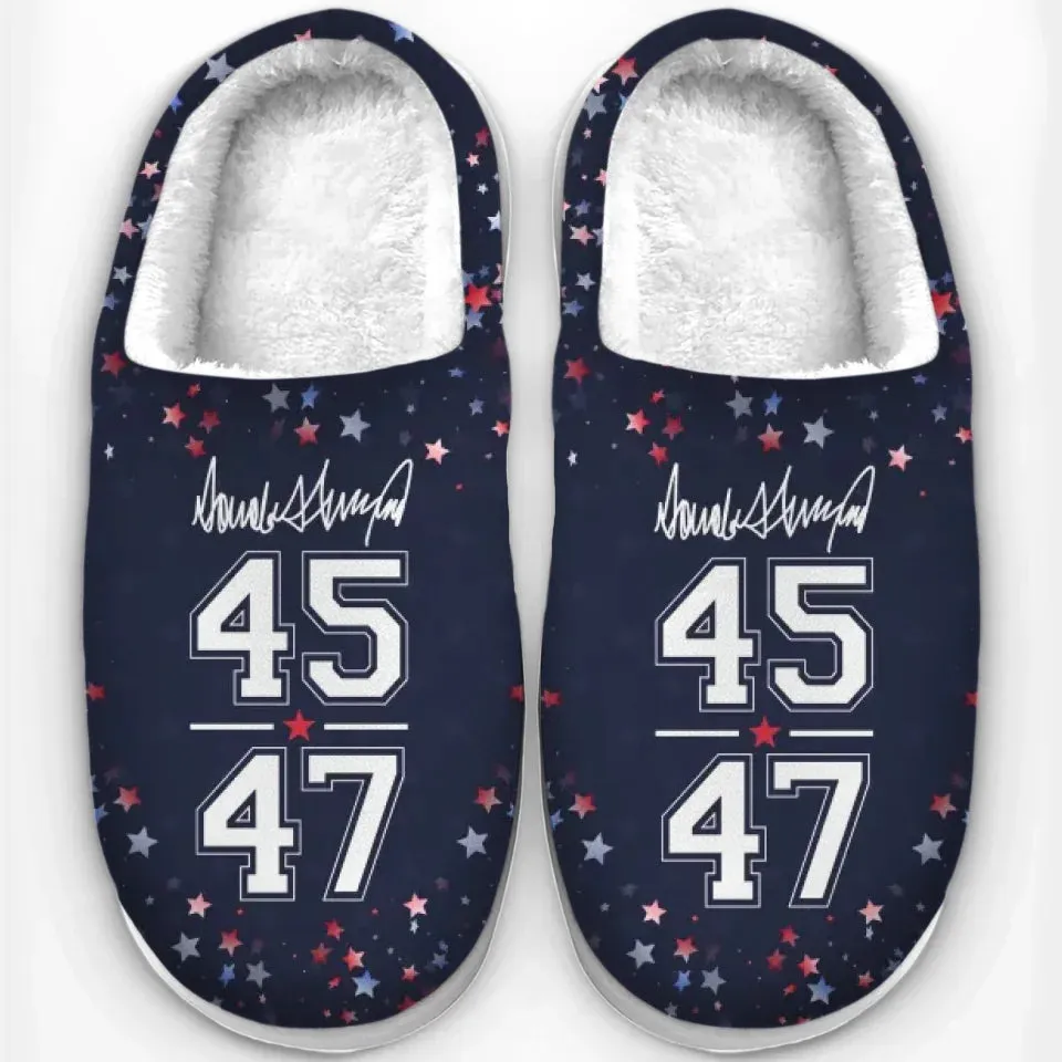 A Nation Rises With Shared Dreams - US Election Fluffy Slippers - Christmas Gift For Conservative Supporters