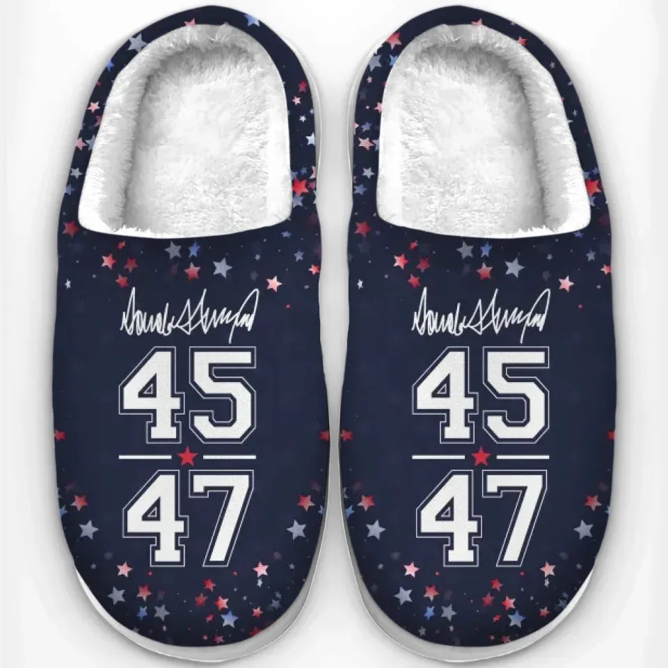 A Nation Rises With Shared Dreams - US Election Fluffy Slippers - Christmas Gift For Conservative Supporters