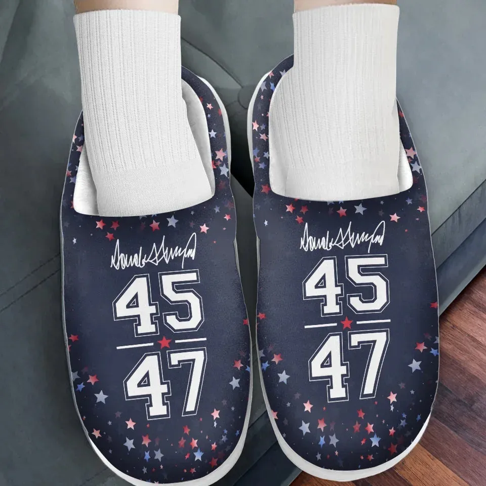 A Nation Rises With Shared Dreams - US Election Fluffy Slippers - Christmas Gift For Conservative Supporters