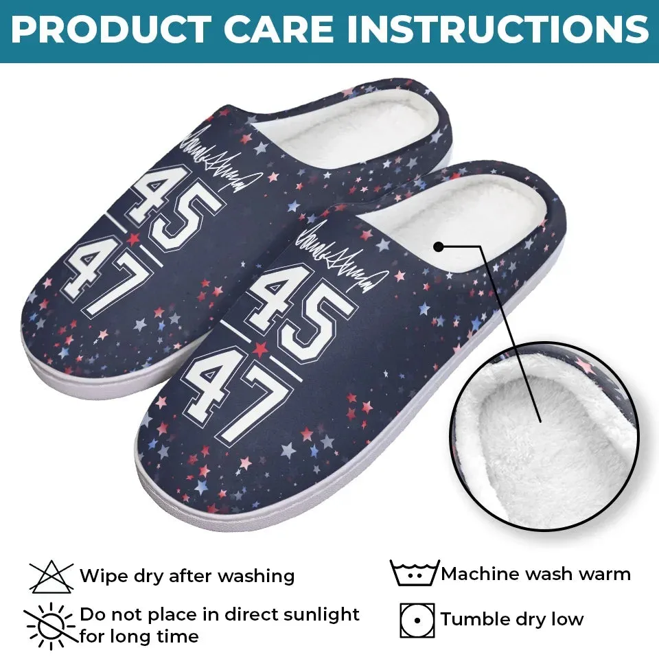 A Nation Rises With Shared Dreams - US Election Fluffy Slippers - Christmas Gift For Conservative Supporters