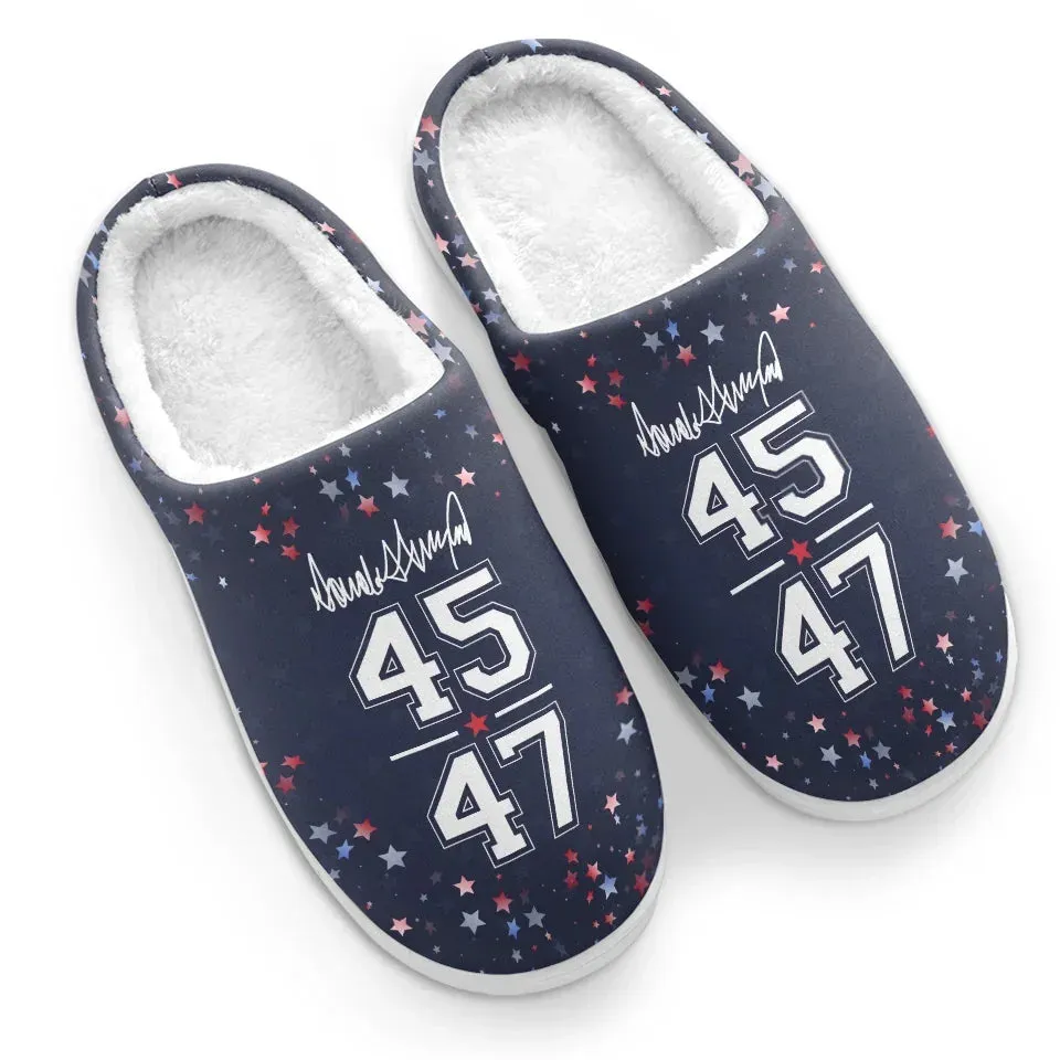 A Nation Rises With Shared Dreams - US Election Fluffy Slippers - Christmas Gift For Conservative Supporters