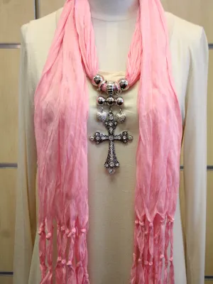 ADO | Jewelry Wrap Scarf Light Pink Cross