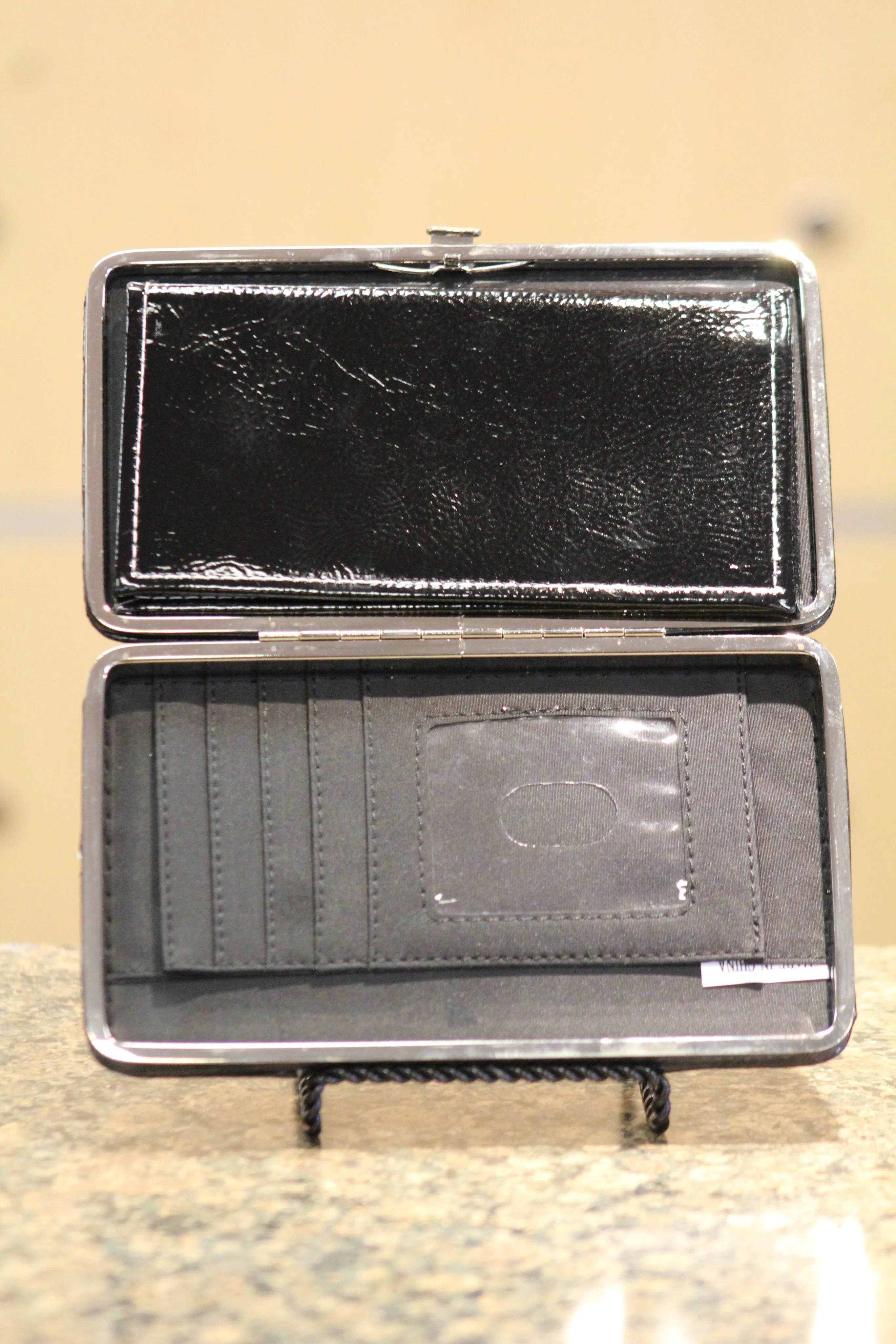 ADO | Sequin Tiger Clutch Wallet with Embellished Fleur De Lis