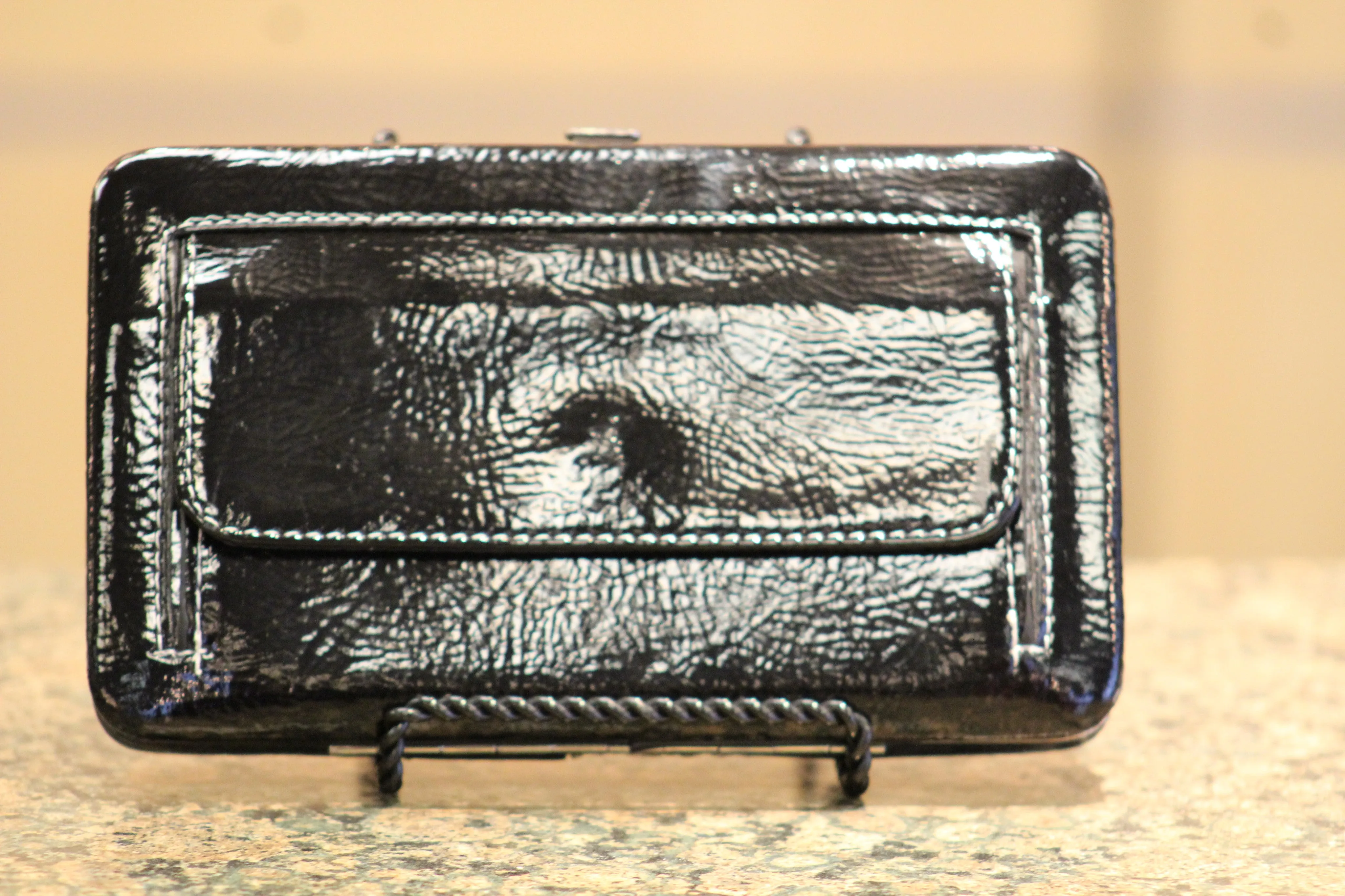 ADO | Sequin Tiger Clutch Wallet with Embellished Fleur De Lis