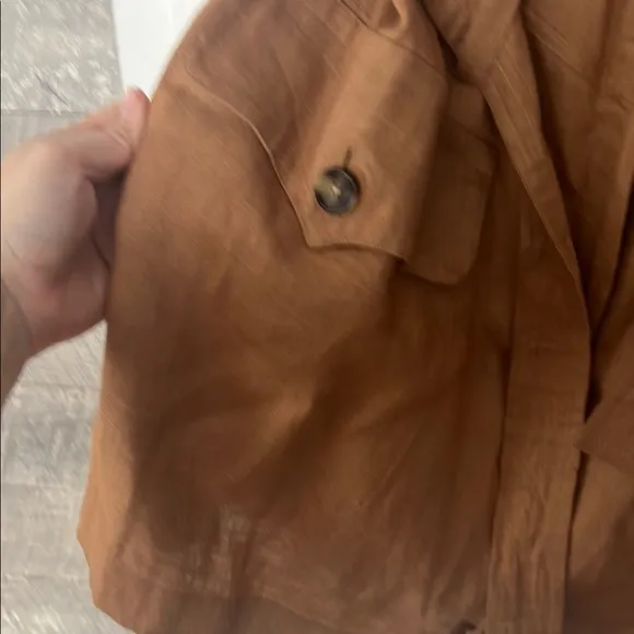 ALC 14 Brown Button-Front Fly Zip Romper Linen Never Worn