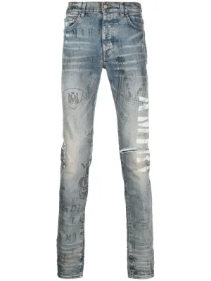 AMIRI slim-fit illustration print jeans