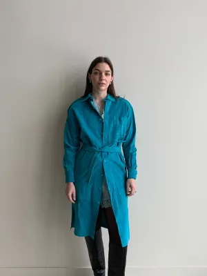 aqua suede jacket dress