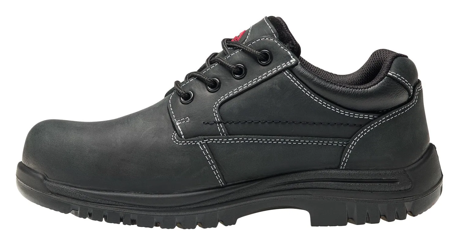 Avenger Mens Black Leather Comp Toe 7119 Oxford Work Shoes