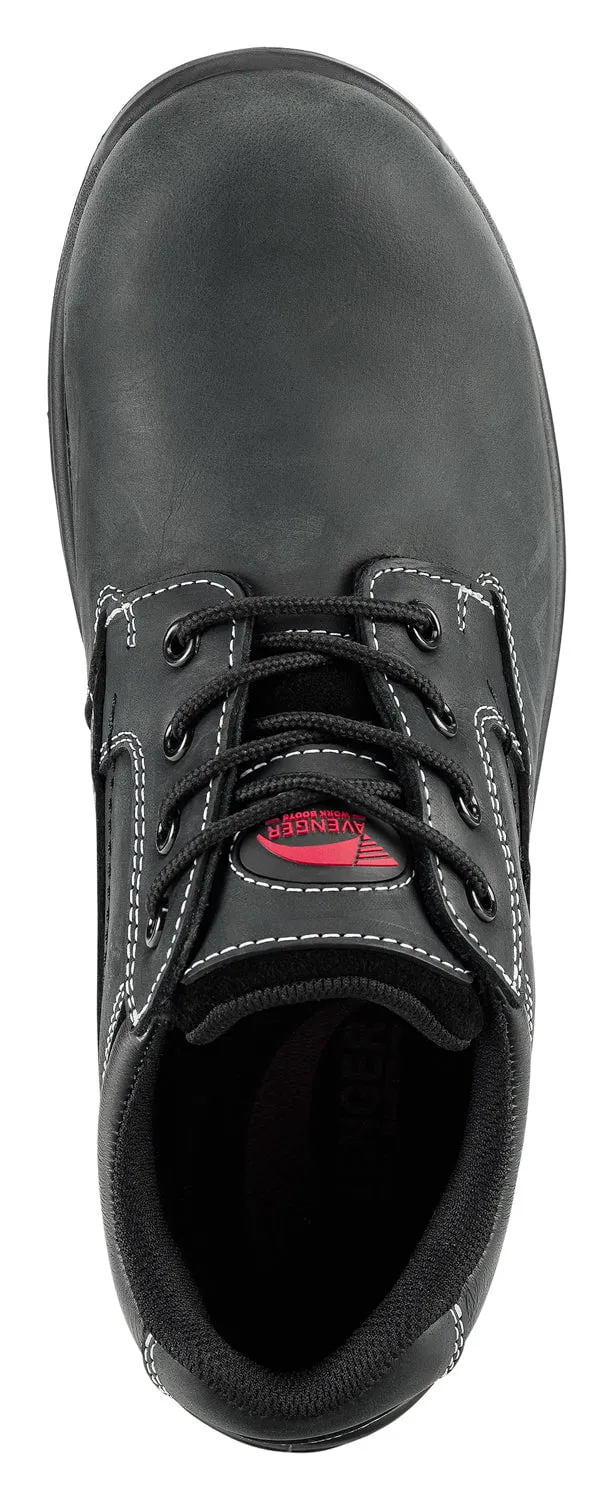 Avenger Mens Black Leather Comp Toe 7119 Oxford Work Shoes