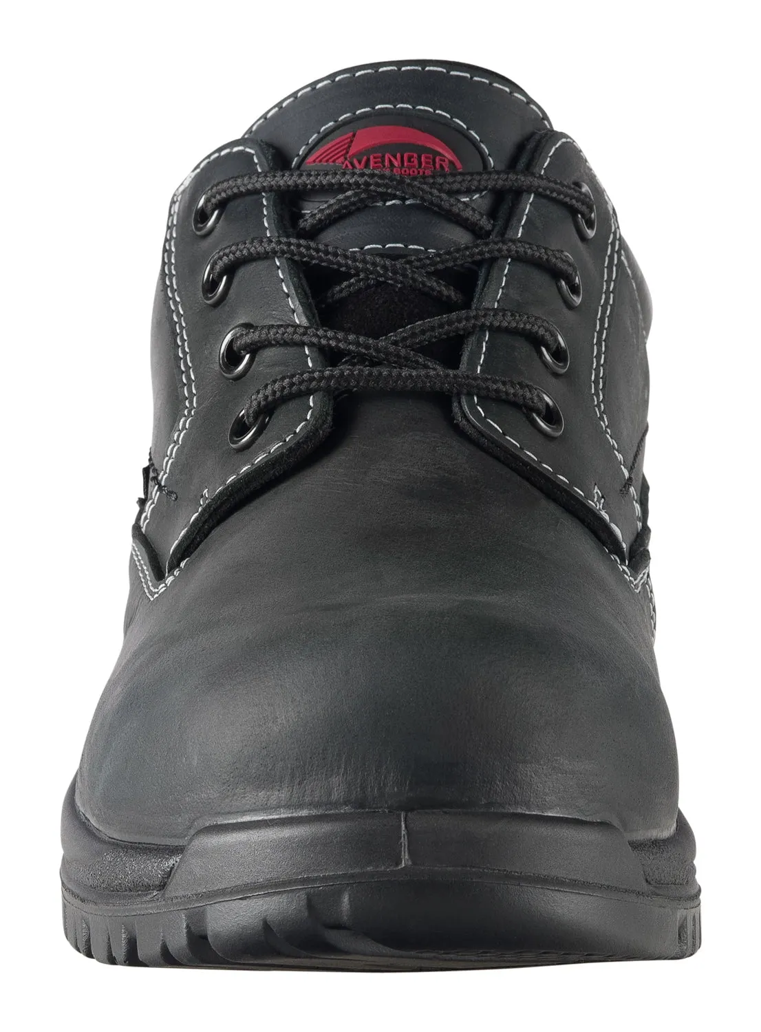 Avenger Mens Black Leather Comp Toe 7119 Oxford Work Shoes