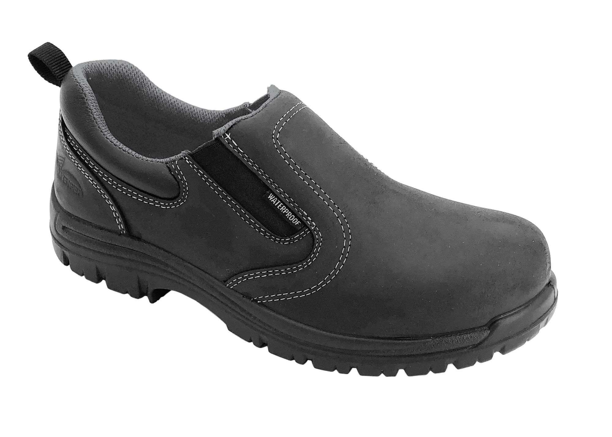 Avenger Womens Black Leather Comp Toe 7169 Slip-On Work Shoes