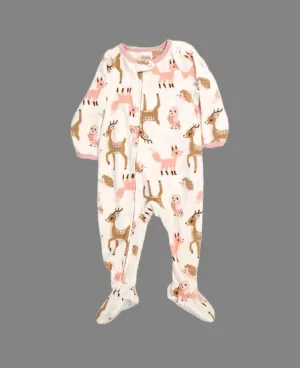 BABY GIRL SIZE 12 MONTHS - CARTER'S Warm Fleece, Footed Onesie EUC B13