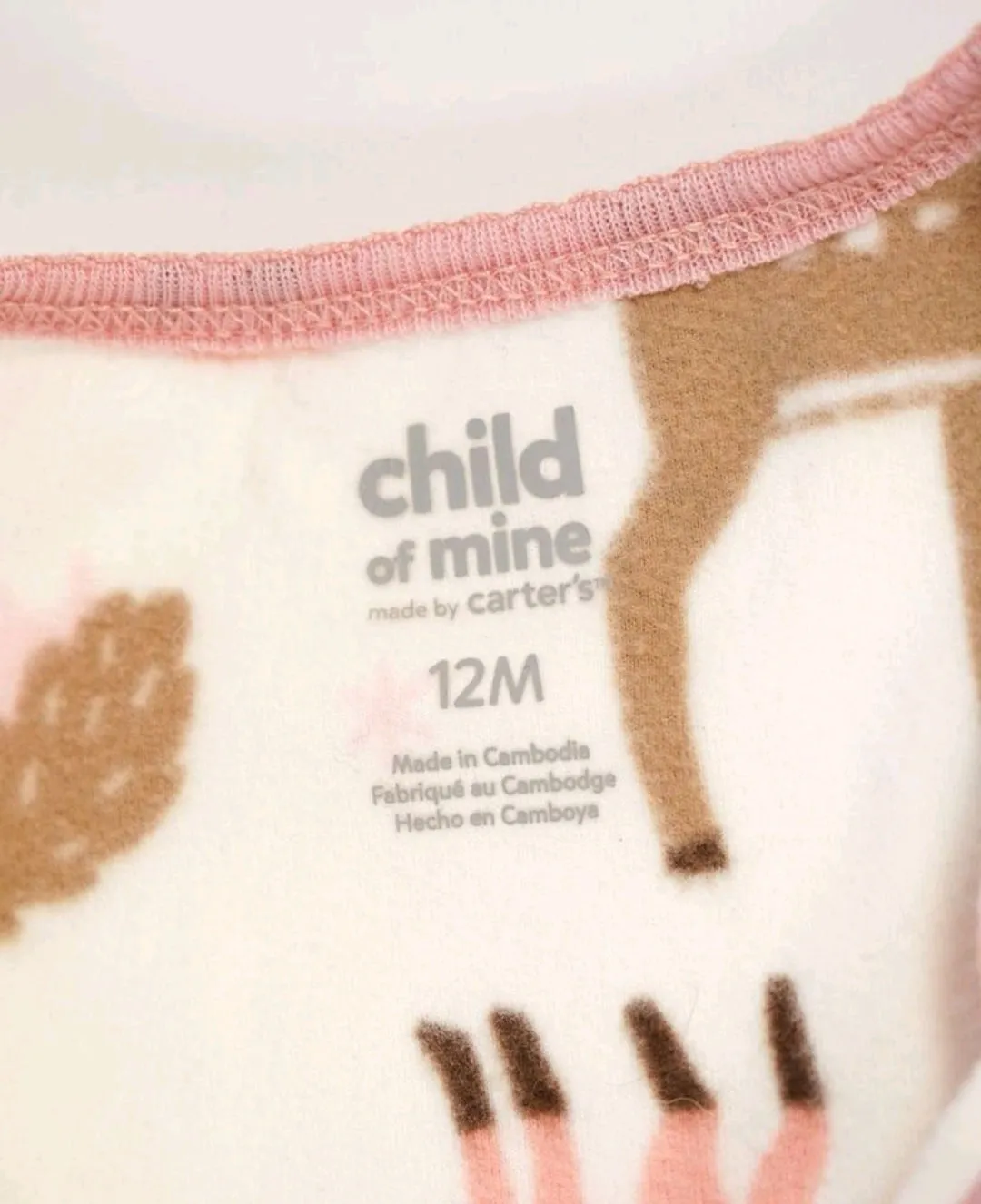 BABY GIRL SIZE 12 MONTHS - CARTER'S Warm Fleece, Footed Onesie EUC B13