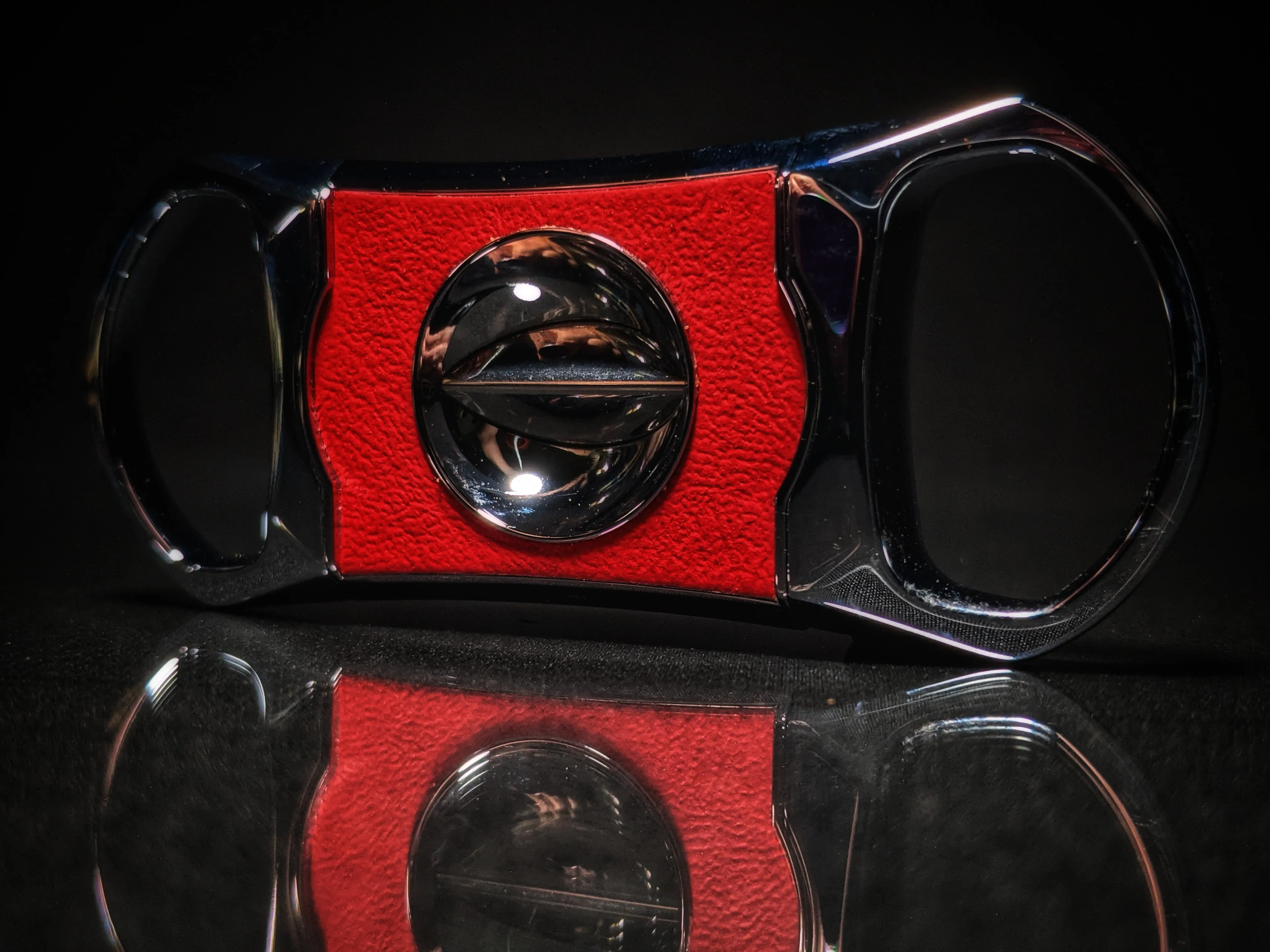 Brizard and Co Black Python Pattern and Red Leather cigar cutter