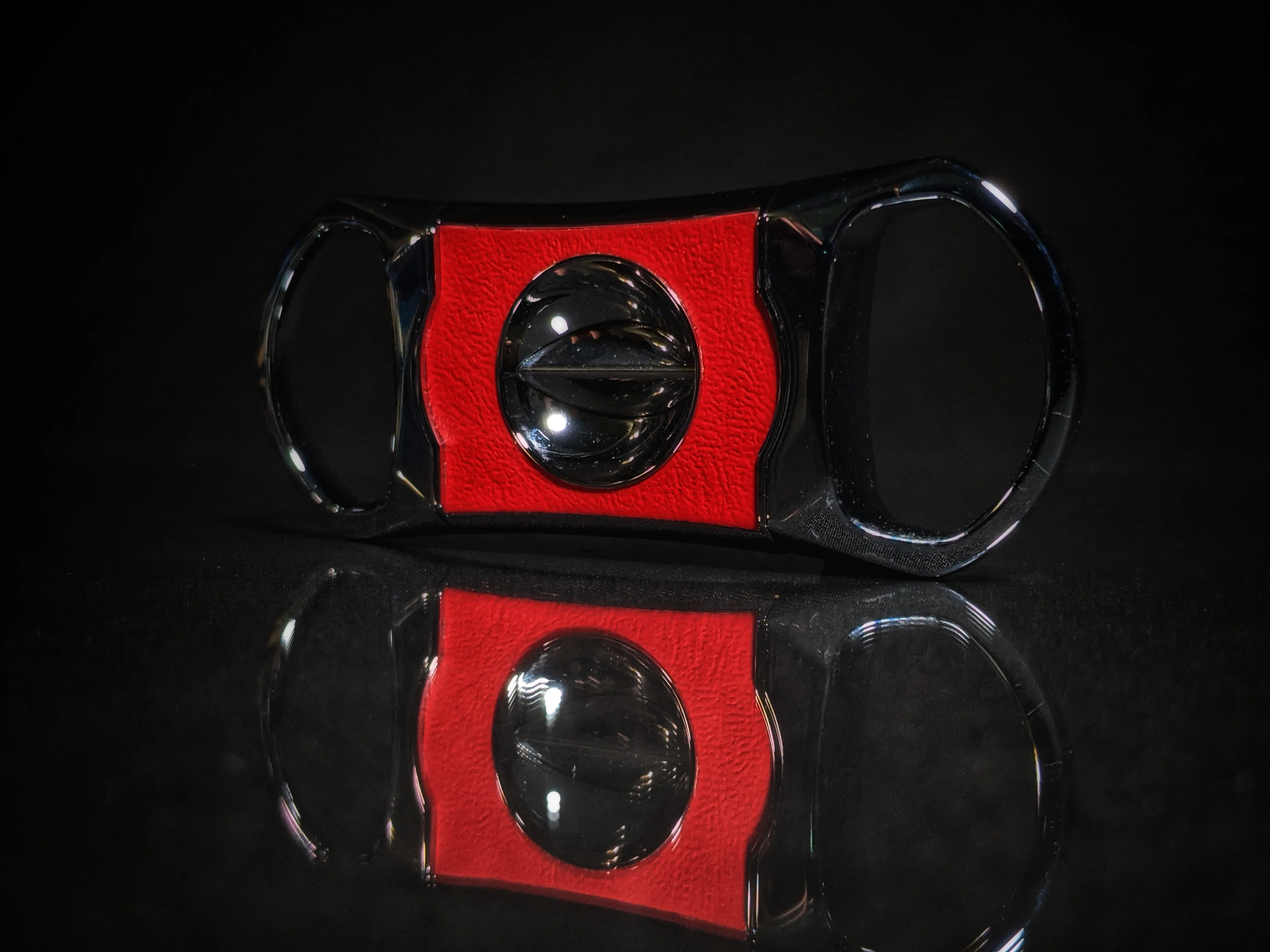 Brizard and Co Black Python Pattern and Red Leather cigar cutter