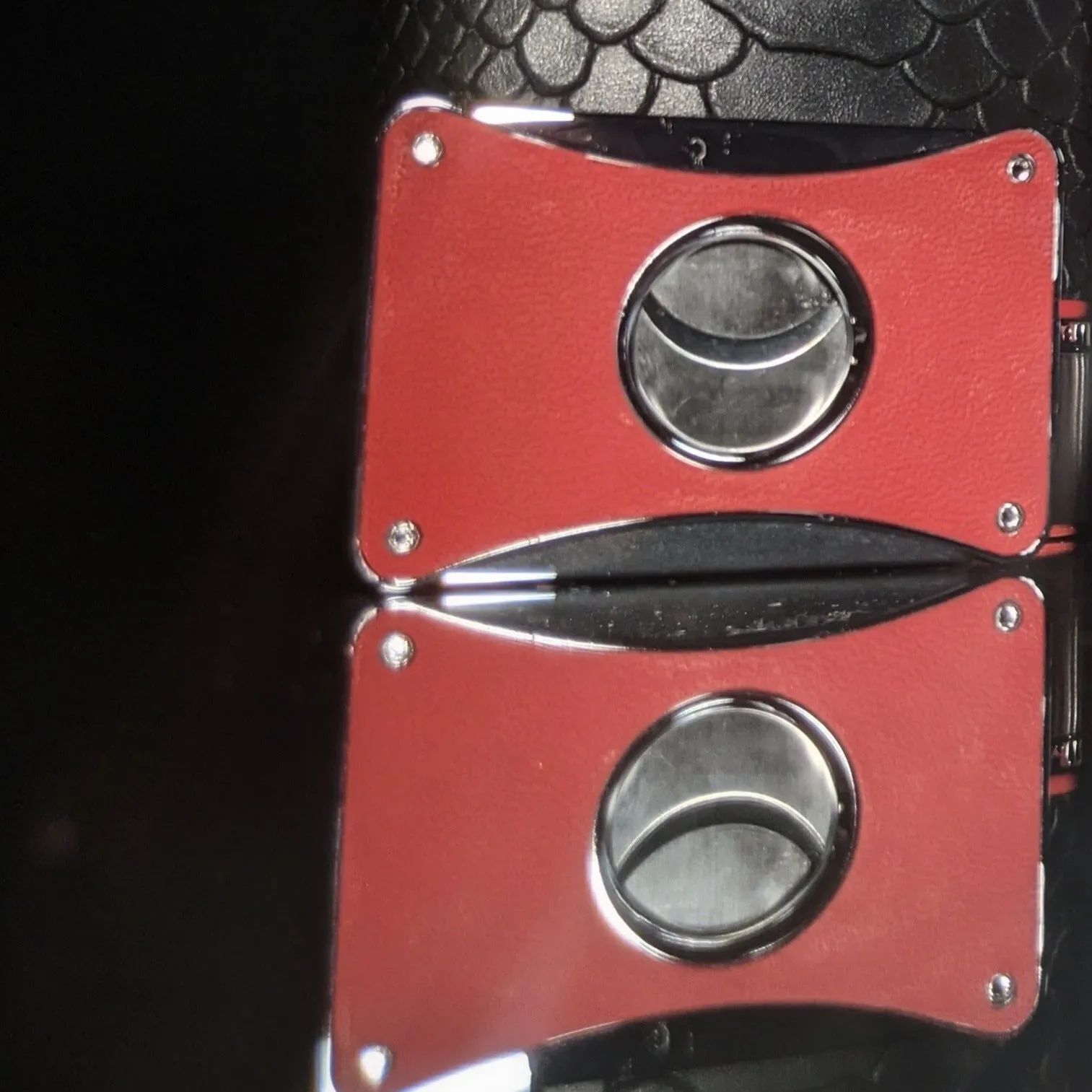 Brizard and Co Black Python Pattern and Red Leather cigar cutter