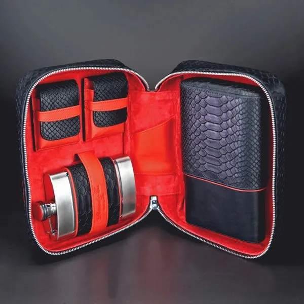 Brizard and Co Black Python Pattern and Red Leather cigar cutter