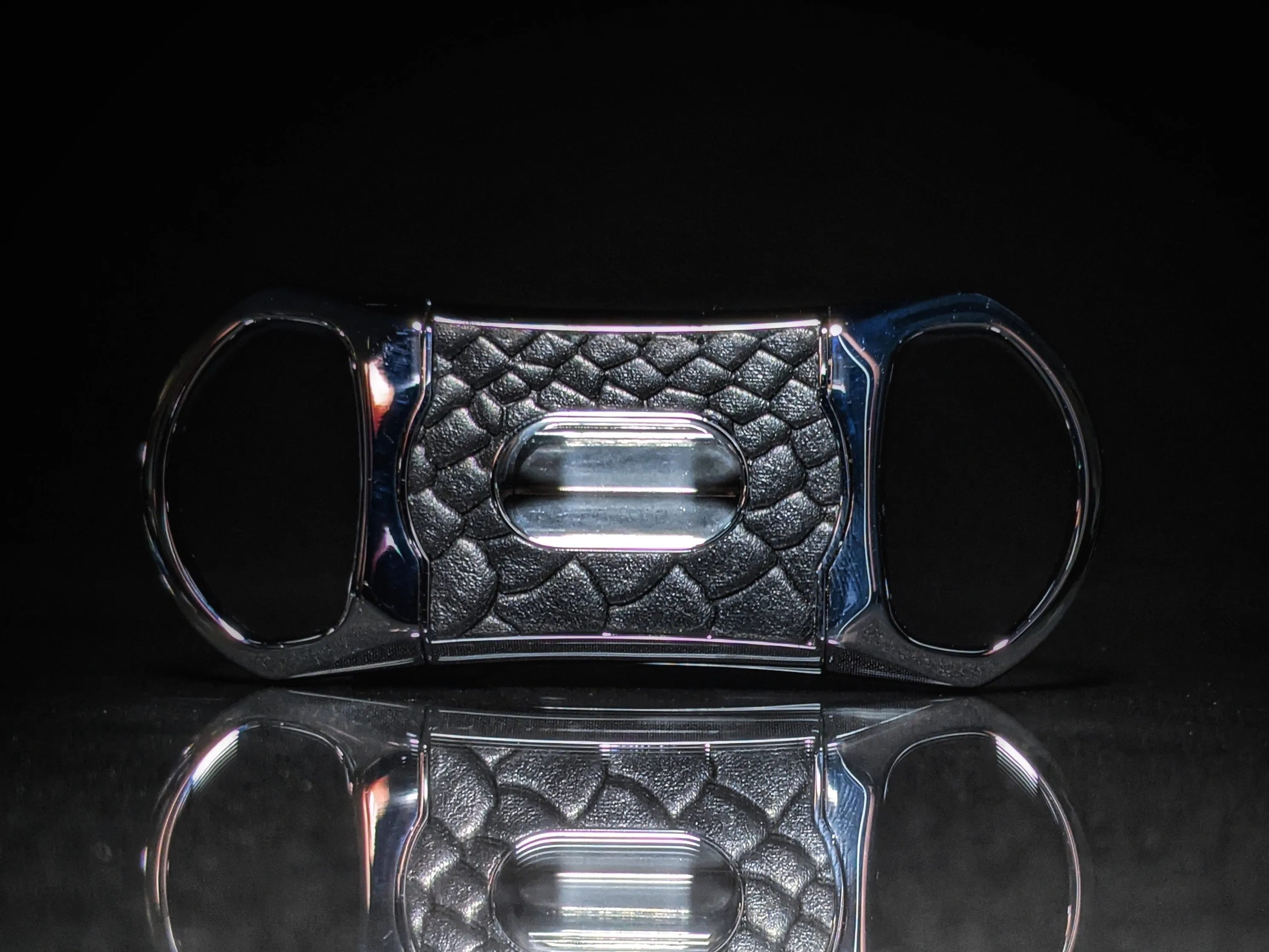 Brizard and Co Black Python Pattern and Red Leather cigar cutter