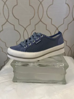 BUSSOLA KAETHE HEAVEN BLUE SUEDE AND MESH LACE UP SNEAKER