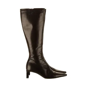 Chanel Black Leather Logo Boots