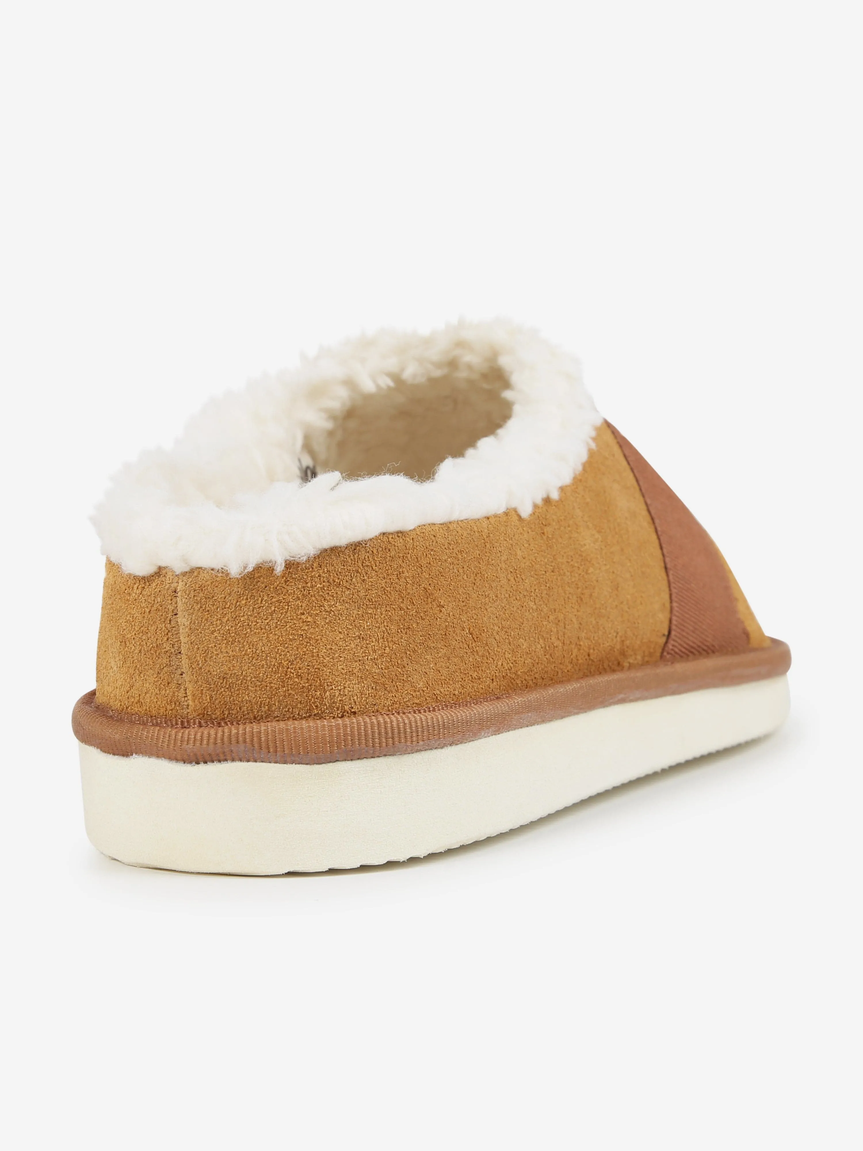 Chloé Girls Suede Logo Slippers in Brown