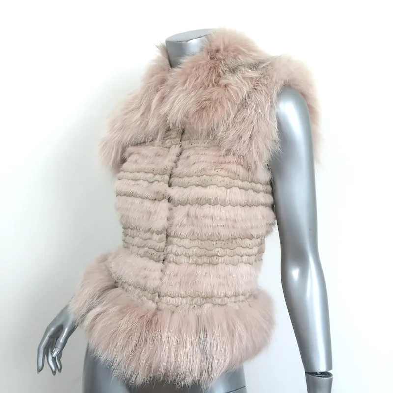 Christian Dior Fur Vest with Scalloped Suede Trim Blush Size US 4