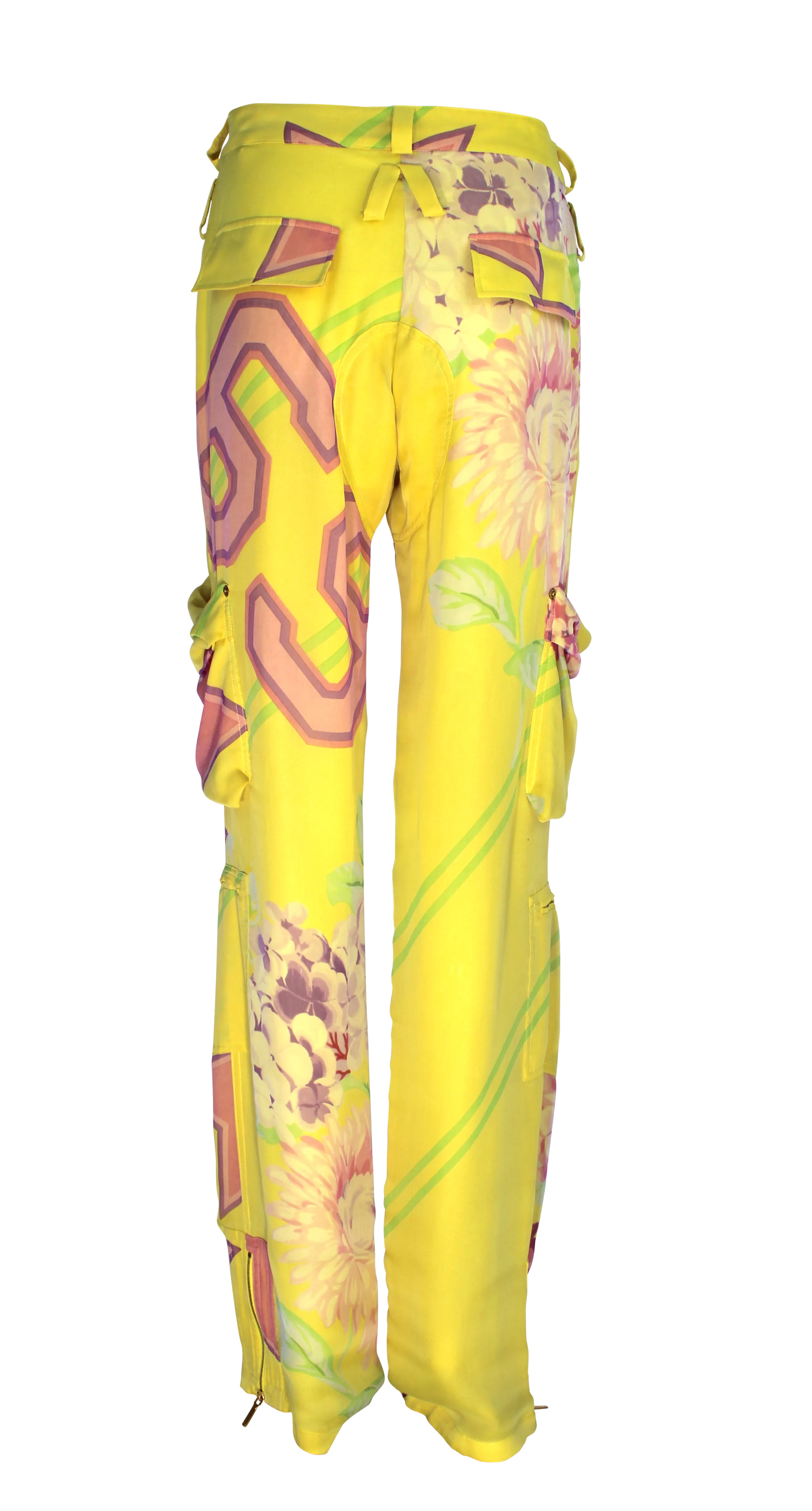 Christian Dior Yellow Star, Silk Cargo Printed Pants, AW03, 32 W