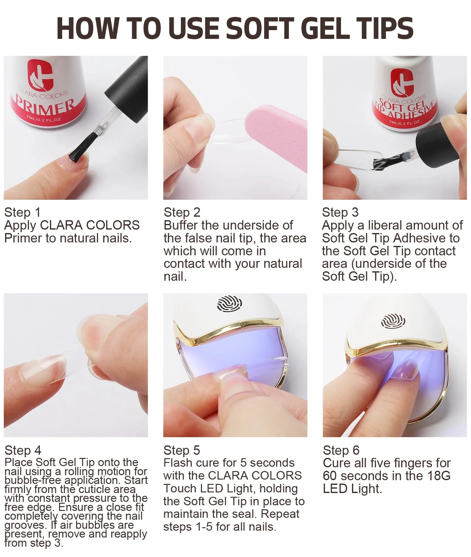 Clara Color - Full Cover Gel Tips - #12 Round 550pcs