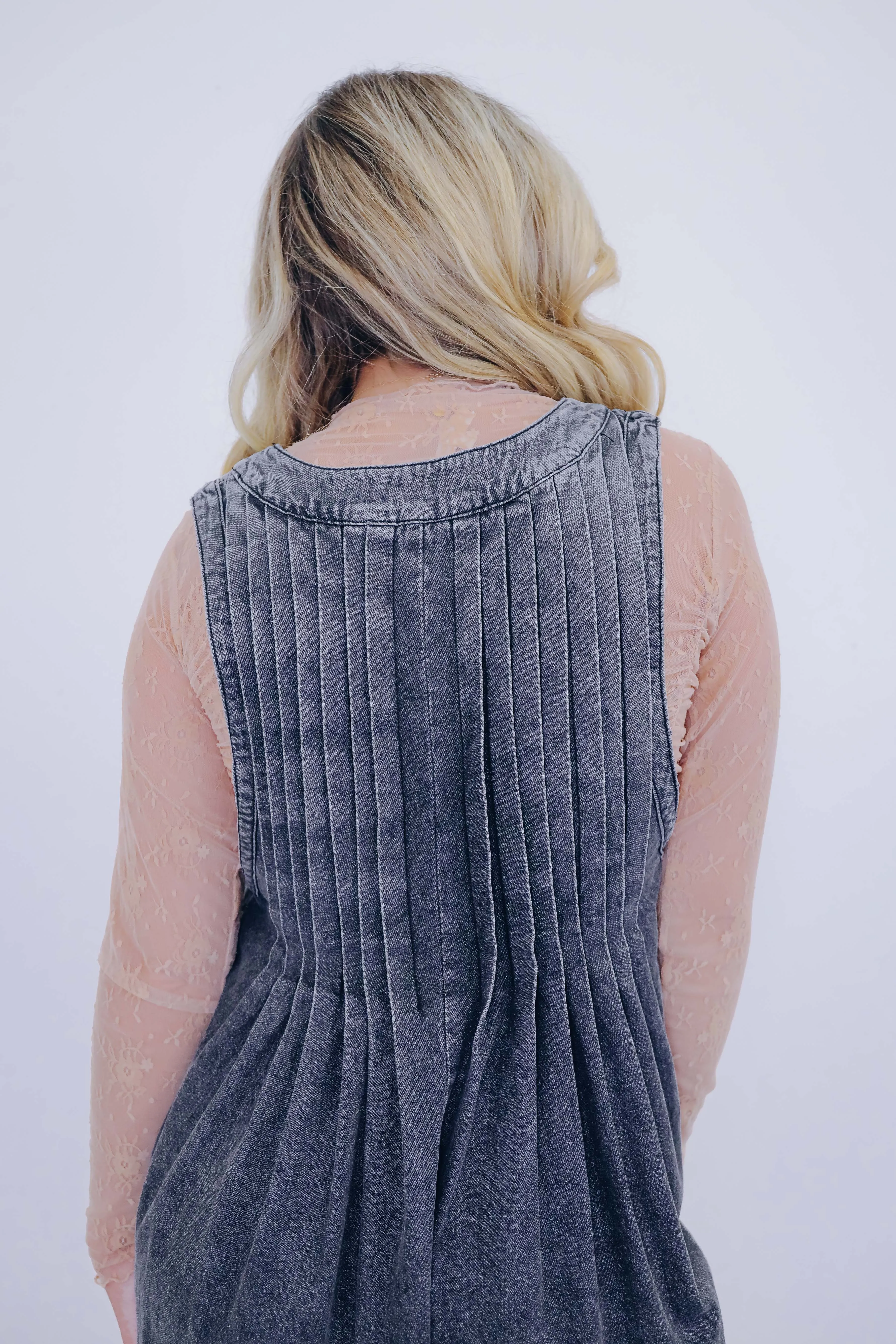 Country Cutie Pleated Denim Romper- 5 Colors