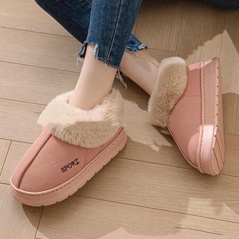 Cozy Plush Soft Slippers Shoes For Women Non-Slip Platform Shoes