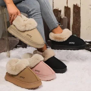 Cozy Plush Soft Slippers Shoes For Women Non-Slip Platform Shoes