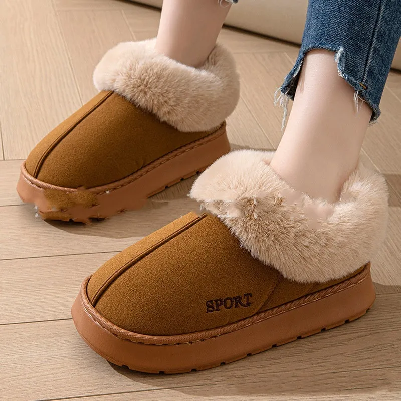 Cozy Plush Soft Slippers Shoes For Women Non-Slip Platform Shoes