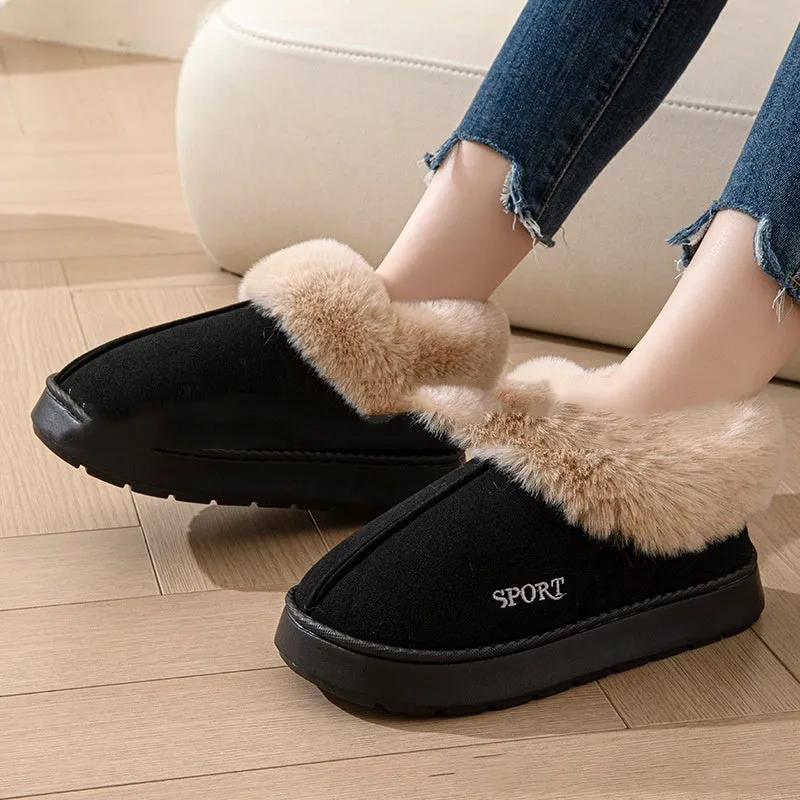 Cozy Plush Soft Slippers Shoes For Women Non-Slip Platform Shoes