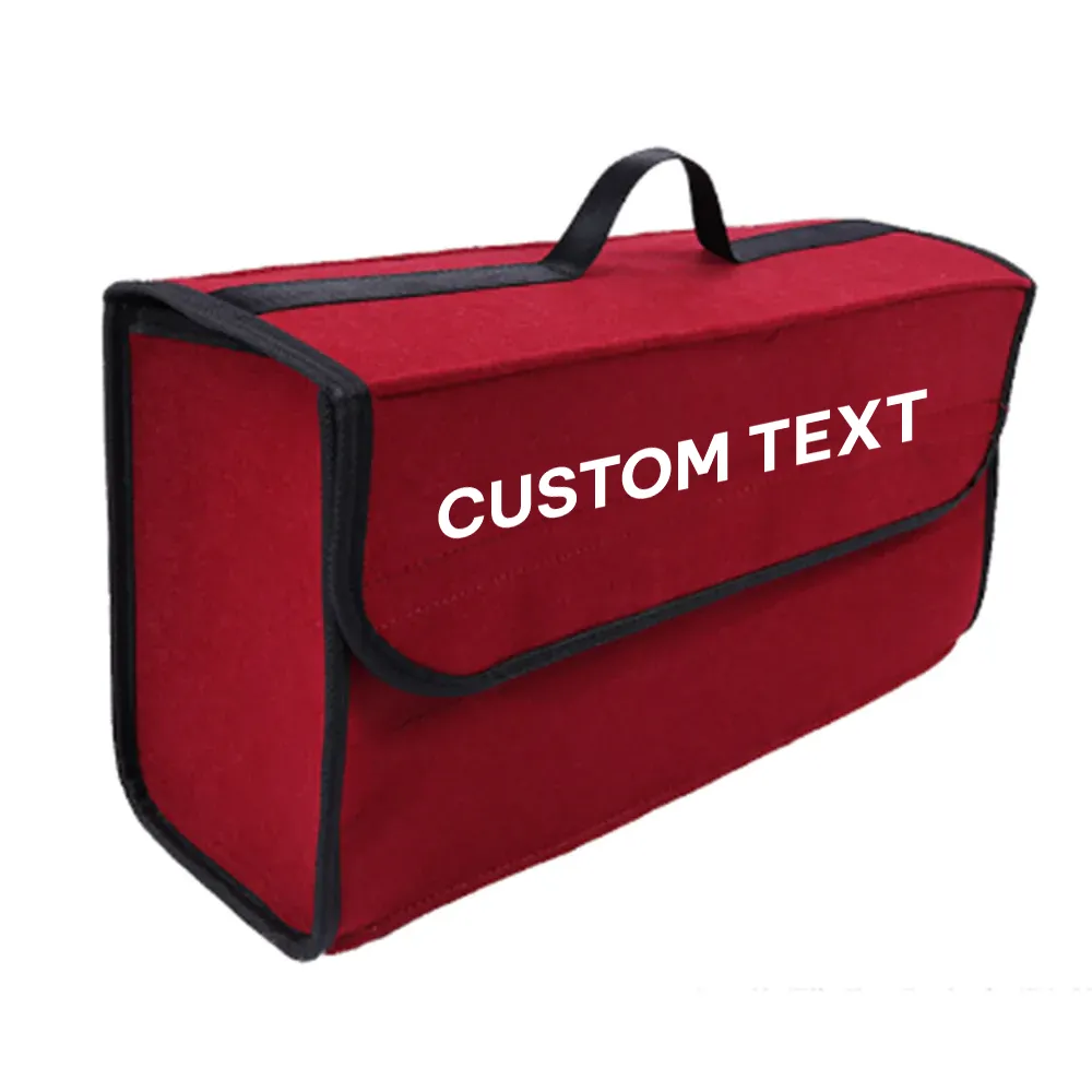 Custom Text For Soft Felt Car Bag Organizer, Compatible with All Cars, Folding Car Storage Box Non Slip Fireproof Car Trunk Organizer MY12990