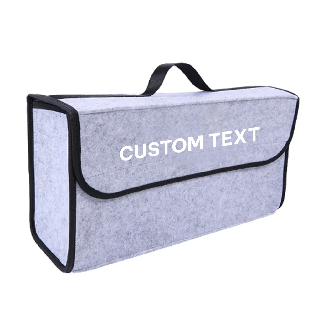 Custom Text For Soft Felt Car Bag Organizer, Compatible with All Cars, Folding Car Storage Box Non Slip Fireproof Car Trunk Organizer MY12990