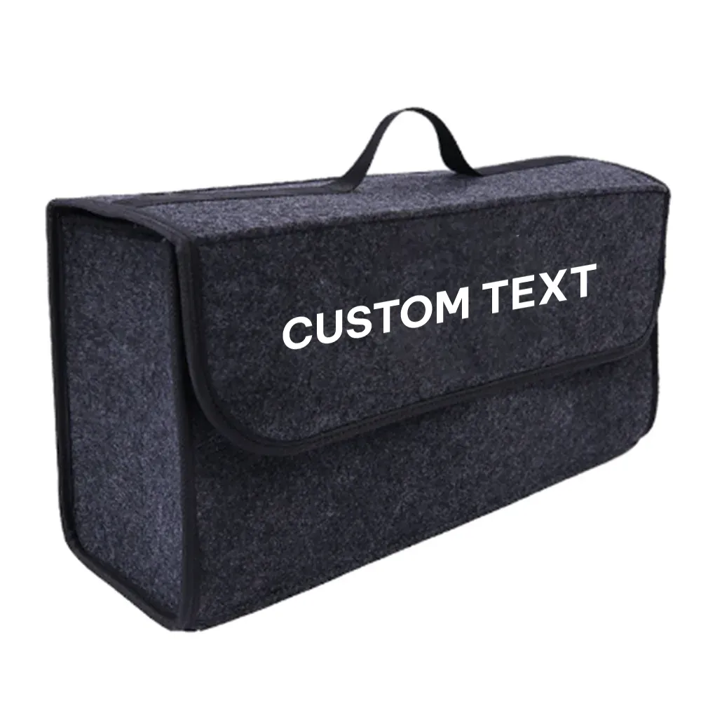 Custom Text For Soft Felt Car Bag Organizer, Compatible with All Cars, Folding Car Storage Box Non Slip Fireproof Car Trunk Organizer MY12990