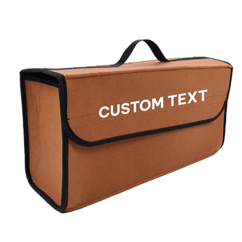 Custom Text For Soft Felt Car Bag Organizer, Compatible with All Cars, Folding Car Storage Box Non Slip Fireproof Car Trunk Organizer MY12990