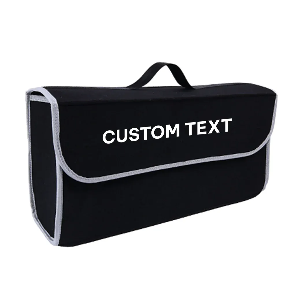 Custom Text For Soft Felt Car Bag Organizer, Compatible with All Cars, Folding Car Storage Box Non Slip Fireproof Car Trunk Organizer MY12990