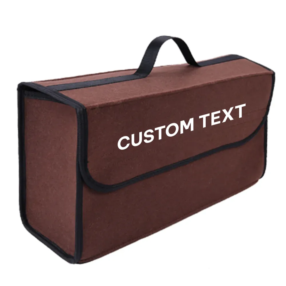 Custom Text For Soft Felt Car Bag Organizer, Compatible with All Cars, Folding Car Storage Box Non Slip Fireproof Car Trunk Organizer MY12990