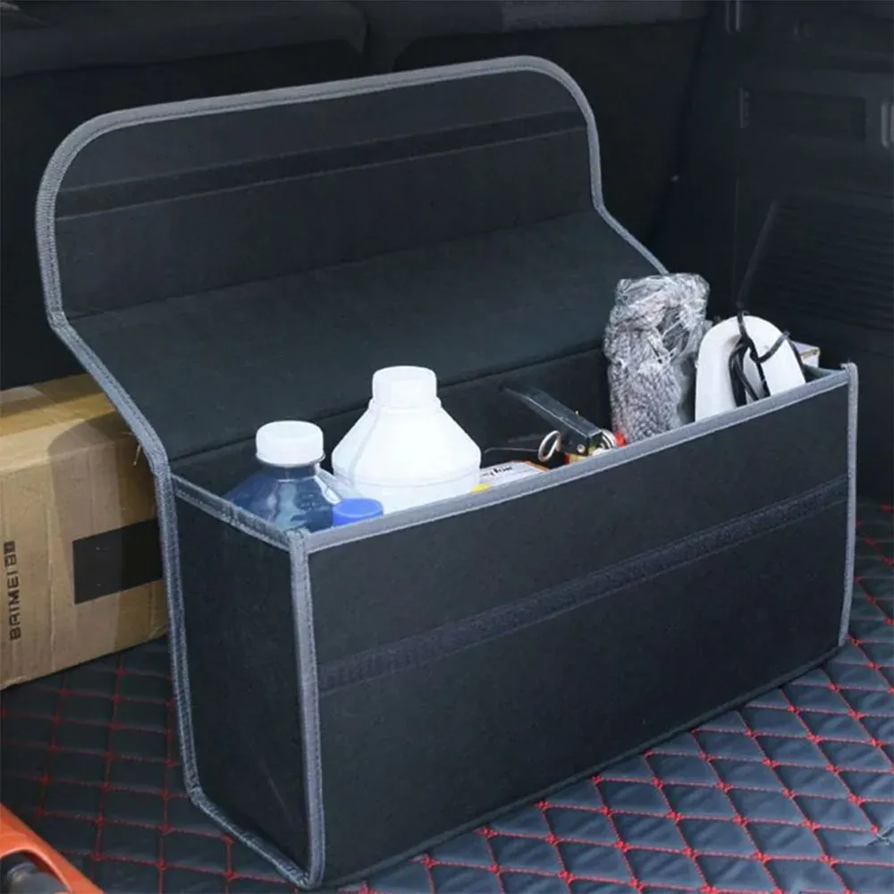 Custom Text For Soft Felt Car Bag Organizer, Compatible with All Cars, Folding Car Storage Box Non Slip Fireproof Car Trunk Organizer MY12990