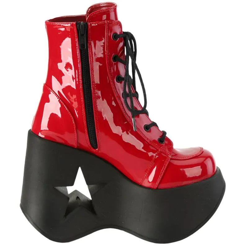 DemoniaCult Dynamite 106 Red Patent Boots