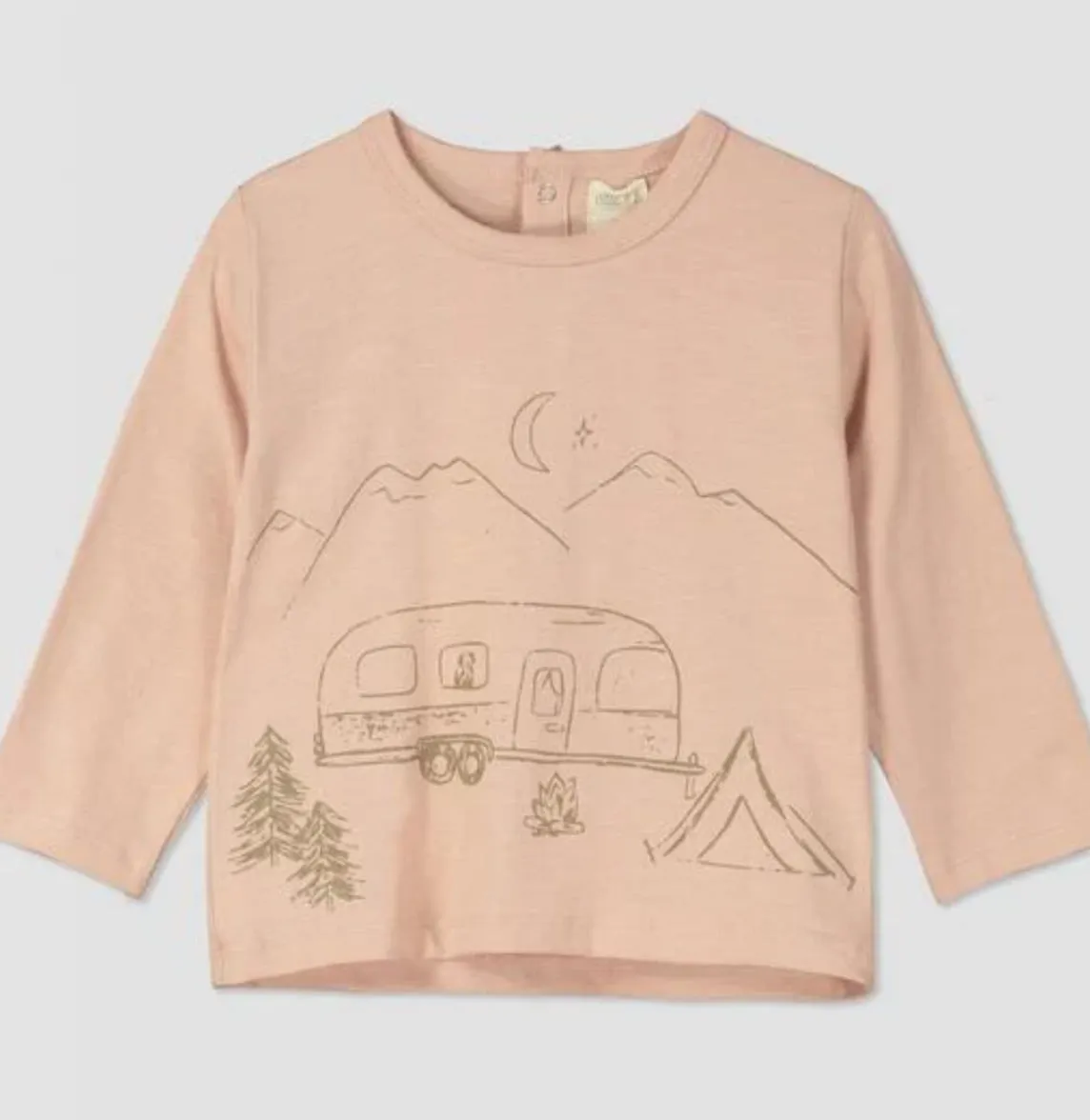 Ettie   H Long Sleeved Tee in Pink Camping Print: Size 0/3M to 7 Years