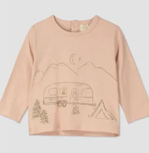 Ettie   H Long Sleeved Tee in Pink Camping Print: Size 0/3M to 7 Years