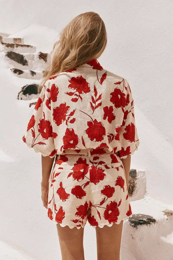 Fashionable and versatile lace print, stylish and casual Mini Dress