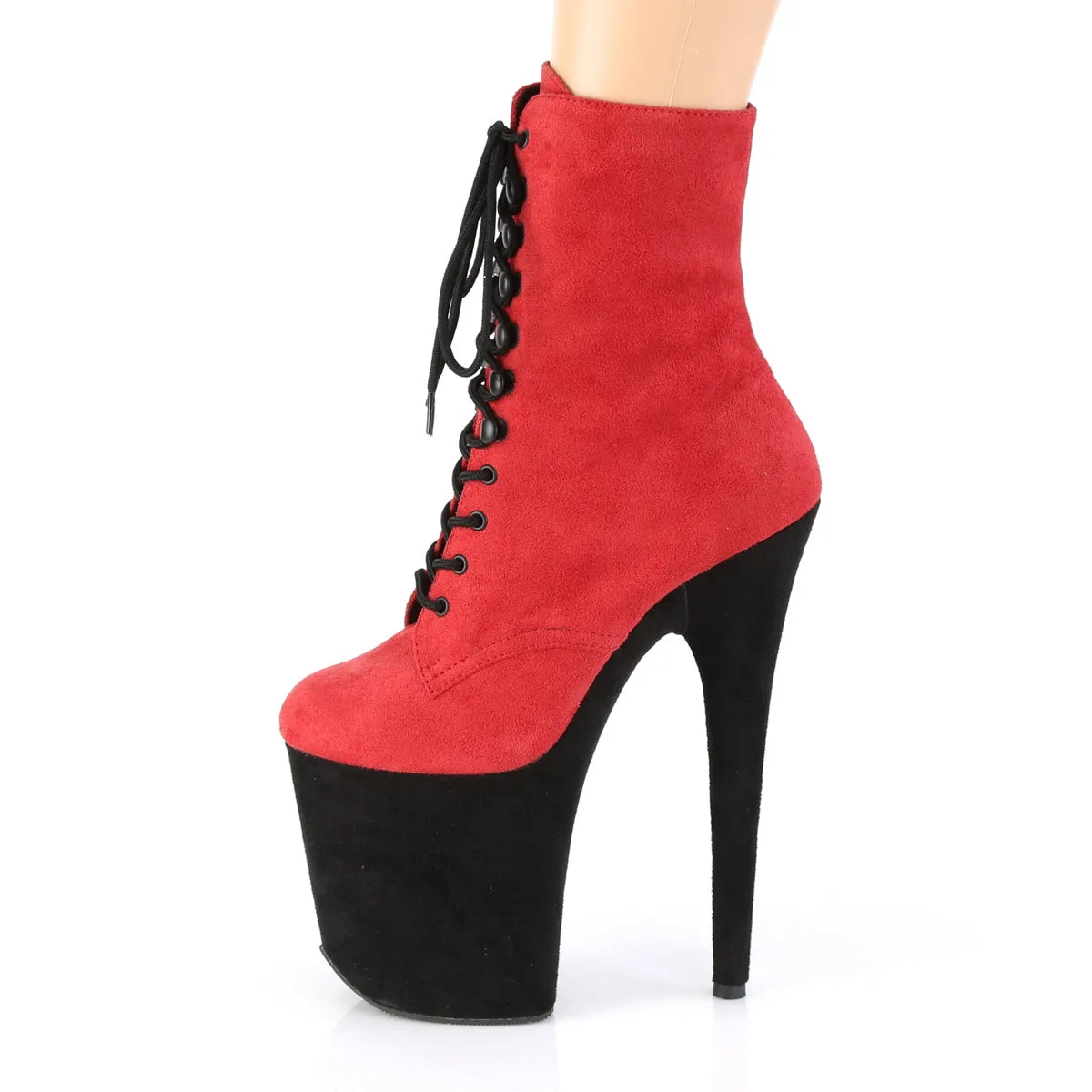 FLAMINGO-1020FSTT  Red Faux Suede/Black Faux Suede