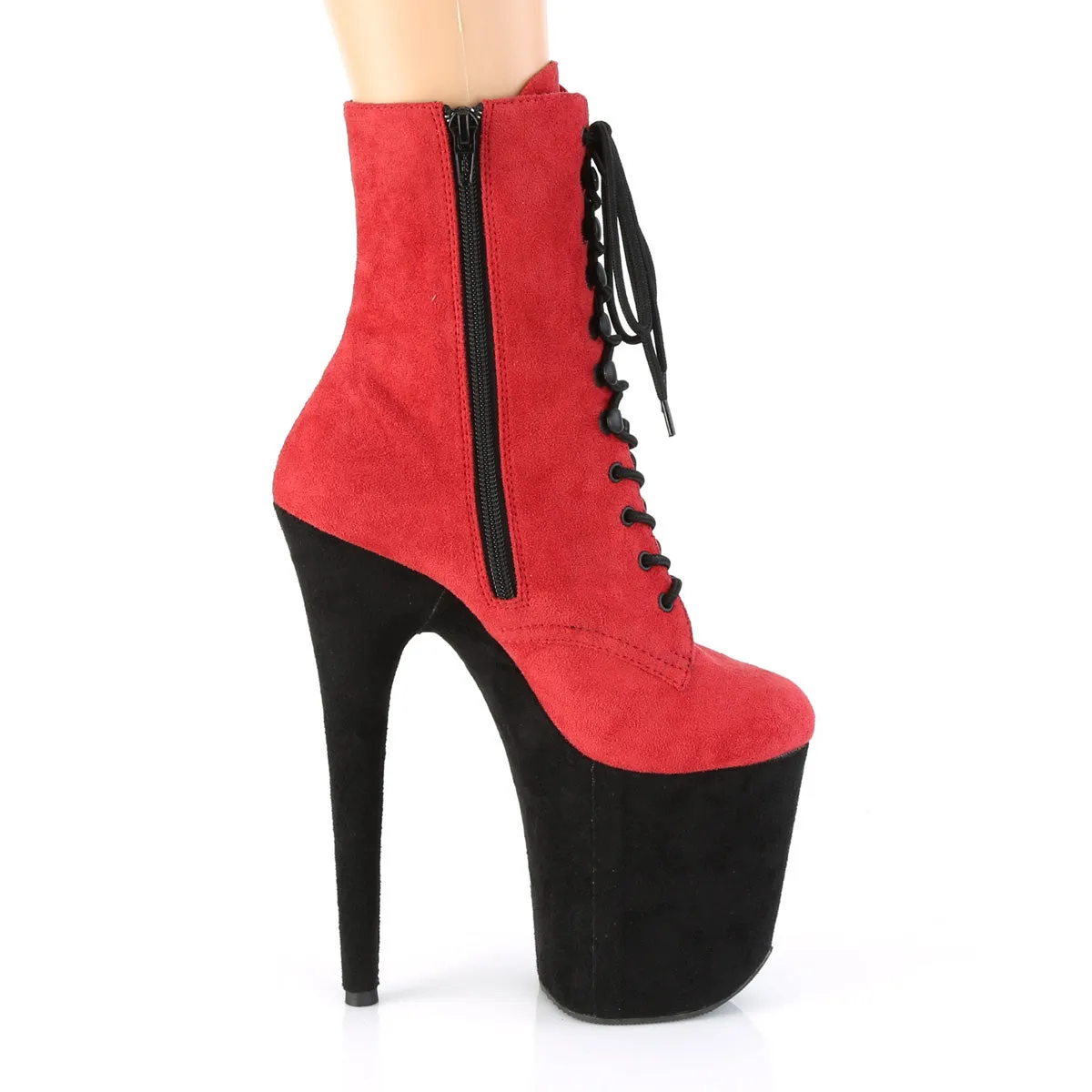 FLAMINGO-1020FSTT  Red Faux Suede/Black Faux Suede