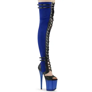 FLAMINGO-3027  Blue Faux Suede-Black Faux Leather/Frosted Blue