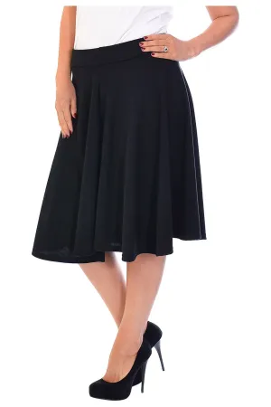 Flared Elastic Waist Skater Skirt