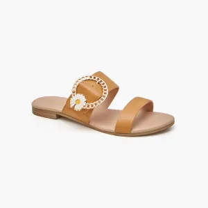 Floral Trim Women's Slides